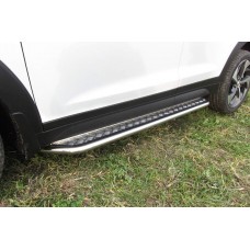 Защита порогов Hyundai Tucson 4WD (2015) d42 с листом усиленная 
