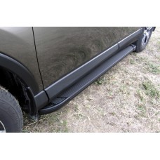 Пороги алюминиевые черные Toyota RAV-4 (2013-2019)