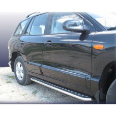 Пороги Hyundai-Santa-Fe-1-SM d57 с листом (чёрный "квинтет")