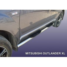 Защита порогов MITSUBISHI OUTLANDER XL (до 2010) d76 с проступями