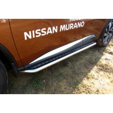 Защита порогов Nissan MURANO (2016) d57 с листом усиленная